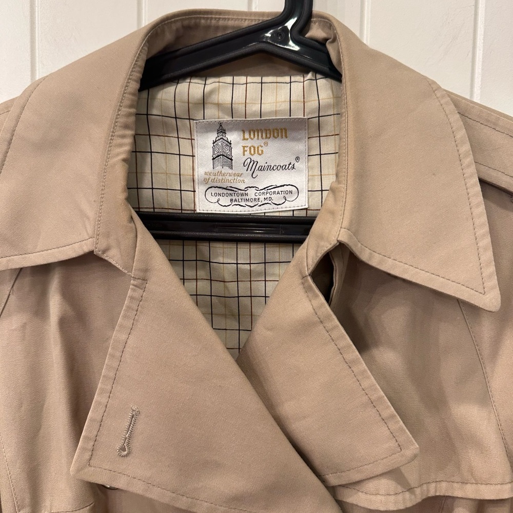 Vtg London Fog Beige Double-Breasted Trench Coat sz 12P - Picture 2 of 6